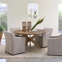 Ronde Eettafel Portland Eikenhout, 150 cm, kleur Bruin