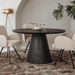 Ronde Eettafel Premana Mangohout, kleur Zwart