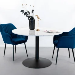 Ronde Eettafel Rune 110cm, kleur Wit Marmer