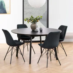 Ronde Eettafel Torkil Eikenfineer, kleur Zwart