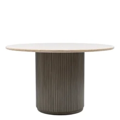 Ronde Eettafel Villanova Travertin en mangohout, 130cm