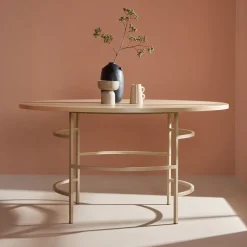 Ronde Eettafel Vu MDF, 140cm, kleur Whitewash/Beige