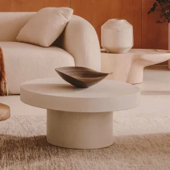 Ronde Salontafel Aiguablava Beton, kleur Wit