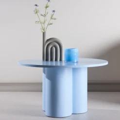 Ronde Salontafel Anh 80cm, kleur Lichtblauw