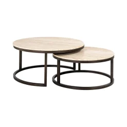Ronde Salontafel Avalon Travertin Set van 2 stuks, 85cm