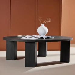 Ronde Salontafel Ciji MDF, 120cm, kleur Zwart