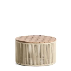 Ronde Salontafel Dandara Acaciahout en touw, 60cm, kleur Ecru