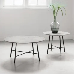 Ronde Salontafel Delta Mortex Betonlook, Set van 2 stuks, kleur Grijs