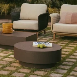 Ronde Salontafel Garbet Cement, 80cm, kleur Bruin