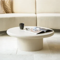 Ronde Salontafel Jade Magnesium oxide 80cm, kleur crème