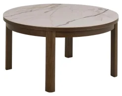 Ronde Salontafel Jawana Marmerlook en eikenfineer, 90cm