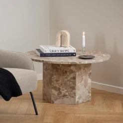 Ronde Salontafel Lasonya Travertin, 80cm
