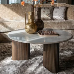 Ronde Salontafel Mayfield Mangohout en marmer, 90cm