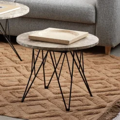 Ronde Salontafel Nadia Marmer, kleur Grijs/Bruin
