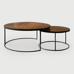 Ronde Salontafel Nesting Spiegelglas, Set van 2 stuks