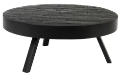 Ronde Salontafel Raudel Teakhout, kleur Zwart