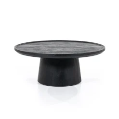 Ronde Salontafel Ron Mangohout, kleur Zwart