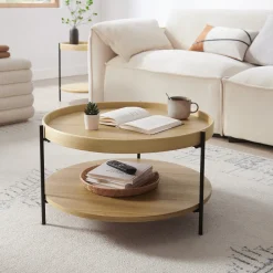 Ronde Salontafel Sylver MDF en metaal, 69cm