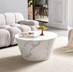 Ronde Salontafel Tylicia Marmerlook, 80cm