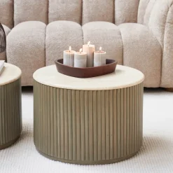 Ronde Salontafel Villanova Travertin en mangohout