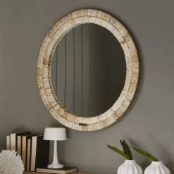 Ronde Spiegel Marisol Bananenblad, 80cm