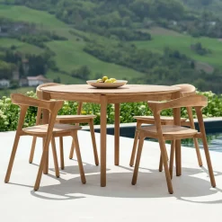 Ronde Tuintafel Bok Teakhout, 125cm, kleur Naturel