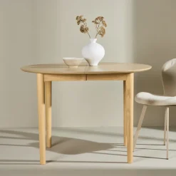 Ronde Uitschuifbare Eettafel Lacy Hout, 110/150 x 110cm