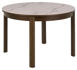 Ronde Uitschuifbare Eettafel Jawana Marmerlook en eikenfineer, 120cm
