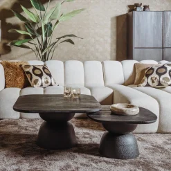 Salontafel Barza Mangohout, Set van 2 stuks, kleur Zwart