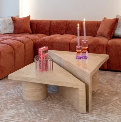 Salontafel Fictus Set van 2 stuks, Travertin look