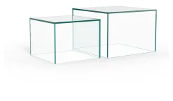 Salontafel Flavian Glas, Set van 2 stuks, kleur Transparant