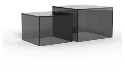 Salontafel Flavian Glas, Set van 2 stuks, kleur Grijs