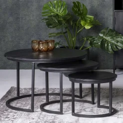 Salontafel Kala Set van 3 stuks, kleur zwart
