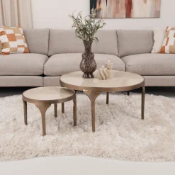 Salontafel Lapaz Set van 2 stuks, kleur Antiek Brons/Taupe