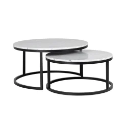 Salontafel Lexington Marmer en Staal, Set van 2 stuks