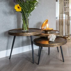 Salontafel Luton Set van 3 stuks, kleur Goud