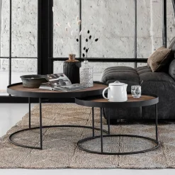 Salontafel Mercurius Teakhout, Set van 2 stuks, kleur Naturel