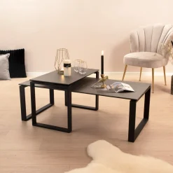 Salontafel Parker Set van 2 stuks, Keramiek, kleur Zwart