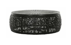 Salontafel Rimini Rotan en hout, 100cm, kleur Zwart