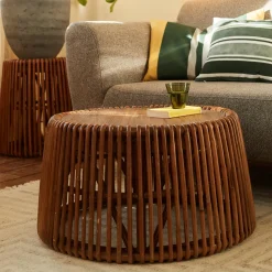 Salontafel Romelia Teakhout en rotan, 69cm
