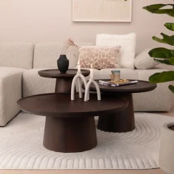 Salontafel Ron Set van 3 stuks, kleur Bruin