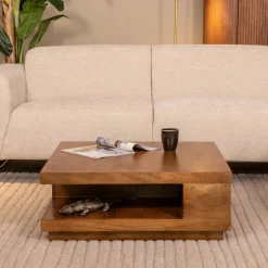 Salontafel Square Mangohout, 80 x 80cm