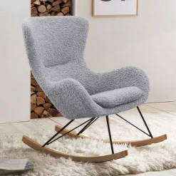Schommelstoel Chanequa Teddy, kleur Lichtgrijs