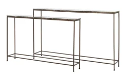 Sidetable Morena Set van 2 stuks, Marmer, kleur Bruin