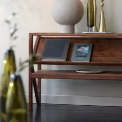 Sidetable Yuki Acaciahout en glas, 119cm