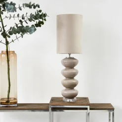 Tafellamp Beaugrand Glas, kleur Beige (excl. kap)