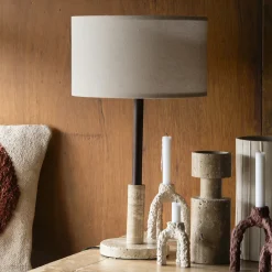 Tafellamp Jackson Travertin en hout, 61cm hoog