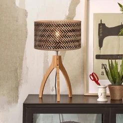 Tafellamp Java 3-poot, Bamboe