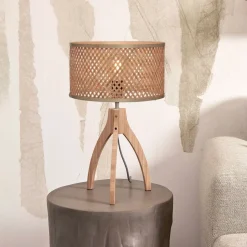 Tafellamp Java 3-poot, Bamboe