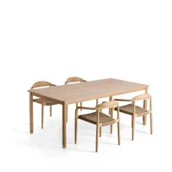 Tuinset Met Sori tuintafel en 4 Nina stoelen, 200 x 100cm, kleur Beige
